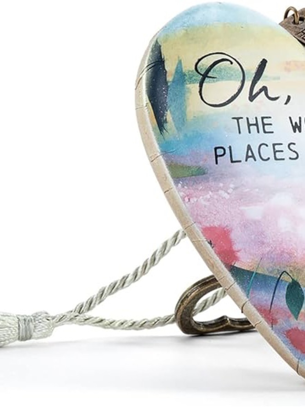 'Oh, The Wonderful Places You'll Go' hanging or sitting Heart w/tassel - Picture 8 of 10